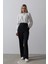 Mottisfashion Beli Yarım Lastikli Palazzo Pantolon - Lacivert 2