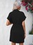 Mottisfashion Kadın Kısa Kollu Yakalı Yandan Bağlamalı Dokuma Elbise 5