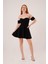 Mottisfashion Kol Detaylı Straplez Siyah Mini Elbise 5