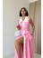 Mottisfashion Pembe Geniş Yakalı Halter Kollu Elbise 2