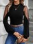 Mottisfashion Kadın Uzun Kollu Yarı Balıkçı Yaka Kolları Tül Detaylı Ithal Krep Bluz 4