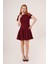 Mottisfashion Önden Dikiş Detaylı Çan Model Bordo Elbise 6