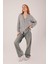 Mottisfashion Cep Detay Çizgili Oversize Gri Gömlek 6