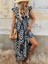 Mottisfashion Kadın Kısa Kollu Kruvaze Yakalı Fırfırlı Süprem Elbise 4