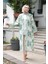 Desenli Yeşil Tesettür Kimono 32121Y 1