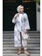Desenli Indigo Mavisi Tesettür Kimono 32121IM 2