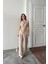 Mottisfashion Tencel Modal Kolsuz Bluz Kapalı Cep Detaylı Dökümlü - Pantolon Takım - Bej 1