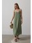 Mottisfashion Askılı Uzun Çan Elbise - Haki 3