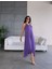 Mottisfashion Kadın Çan Dokuma Kumaş V Yaka Asimetrik Kesim Elbise 5