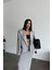 Mottisfashion Crop Ceket - Etek Takım - Gri 2