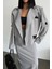 Mottisfashion Crop Ceket - Etek Takım - Gri 3