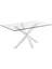 Sias Metal Cam Yemek Masası Beyaz Ayak Şeffaf Cam Tabla 1