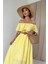 Mottisfashion Sarı Omzu Lastikli Brode Elbise 2