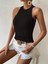 Mottisfashion Kadın Kolsuz Halter Yaka Mini Baklava Desenli Triko Bluz 1