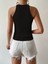 Mottisfashion Kadın Kolsuz Halter Yaka Mini Baklava Desenli Triko Bluz 6