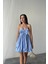 Mottisfashion Mavi Önü Fiyonklu Askılı Elbise 4