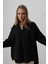 Mottisfashion Geniş Manşet Detaylı Gömlek - Siyah 4