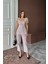 Mottisfashion Şantuk Keten Yelek Görünümlüaskılı Bluz - Pantolon Tk - Lila 4
