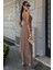 Mottisfashion Göğsü Aksesuarlı Önü Yırtmaçlı Elbise 2899 4