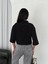 Mottisfashion Crop Yakalı Gömlek Üç Çeyrek Sleeve Kol - Siyah 3