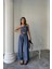 Mottisfashion Tencel Crop Askılı Bluz - Şalvar Pantolon Tk - Indigo 4