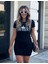 Mottisfashion Kadın Kısa Kollu Queen Baskı Iki Iplik Mini Elbise 9