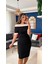 Mottisfashion Kadın Kısa Kollu Kayık Yaka Arkadan Yakalı Ithal Krep Elbise 1