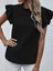 Mottisfashion Kadın Kısa Kollu Fırfır Yakalı Bürümcük Bluz 5