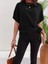 Mottisfashion Kadın Kısa Kollu Bisiklet Yaka Yandan Bağlamalı Aerobin Bluz 2