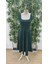 Mottisfashion Kadın Askılı Kare Yakalı Midi Ithal Krep Elbise 7