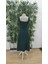 Mottisfashion Kadın Askılı Kare Yakalı Midi Ithal Krep Elbise 9