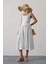 Mottisfashion Askılı Uzun Elbise - Beyaz 4