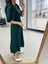Mottisfashion Kadın Kısa Kollu Bisiklet Yaka Fiyonk Broşlu Midi Janjan Krep Elbise 3