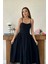 Mottisfashion Siyah Göğüs Kuplu Uzun Büzgülü Elbise 3