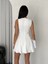 Mottisfashion Göğüs Bağlamalı Kolsuz Mini Boy Elbise - Beyaz 2