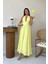 Mottisfashion Sarı Askılı Keten Elbise 2