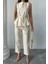 Mottisfashion Keten Bluz - Pantolon Takım Massimo Modelscreat Kumaş - Bej 3