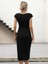 Mottisfashion Kadın Yarım Ay Kollu Bisiklet Yaka Yandan Drapeli Ithal Krep Elbise 4