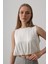 Mottisfashion Saten Kolsuz Belki Lastikli Bluz - Ekru 4