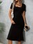 Mottisfashion Kadın Kısa Kollu Kare Yakalı Ip Detaylı Janjan Krep Elbise 3
