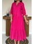 Mottisfashion Fuşya Dantelli New Elbise 4
