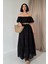 Mottisfashion Siyah Omzu Lastikli Brode Elbise 1