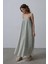 Mottisfashion Askılı Çizgi Desen Elbise - Haki 1