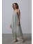 Mottisfashion Askılı Çizgi Desen Elbise - Haki 3