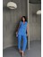 Mottisfashion Jakar Kumaş Yelek - Pantolon Takım - Mavi 1
