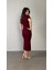 Mottisfashion Kadın Kısa Kollu Bisiklet Yaka Yandan Bağlamalı Viskon Iki Iplik Elbise 3