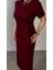 Mottisfashion Kadın Kısa Kollu Bisiklet Yaka Yandan Bağlamalı Viskon Iki Iplik Elbise 4