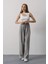 Mottisfashion Pileli Bağcıklı Oversize Pantolon - Gri 4