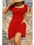 Mottisfashion Kadın Kısa Kollu Kare Yakalı Bağcıklı Kaşkorse Elbise 1