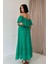 Mottisfashion Yeşil Omzu Lastikli Brode Elbise 4